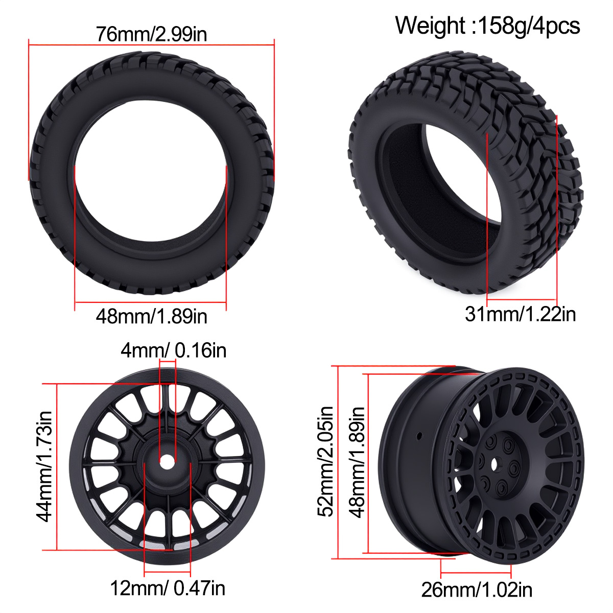1.9inch 75*31mm Rubber Plastic - đánh giá và giá Rc Hobby Engine